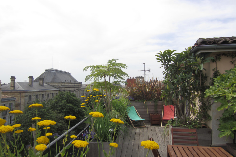 Idée de décoration pour une terrasse ethnique.
