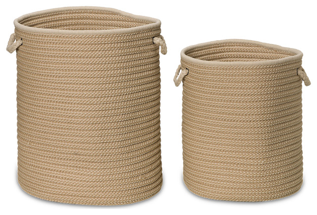 Boat House Hampers - Natural 15"x15"x18", Round, Braided