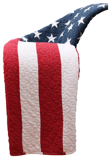 Red White Blue American Flag Quilted Decorative Throw