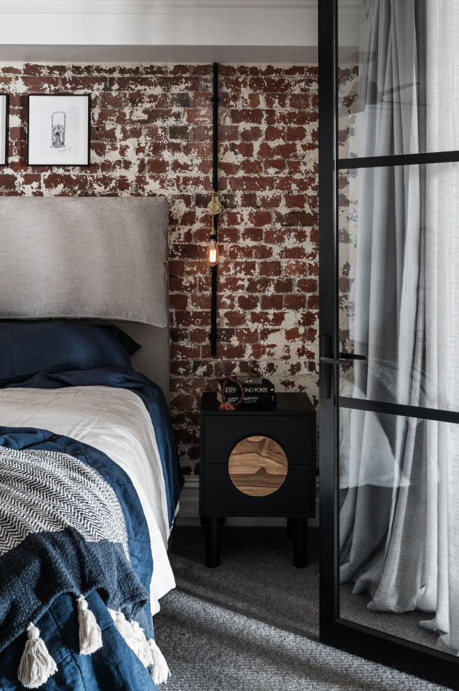 Inspiration for an industrial bedroom remodel in Melbourne