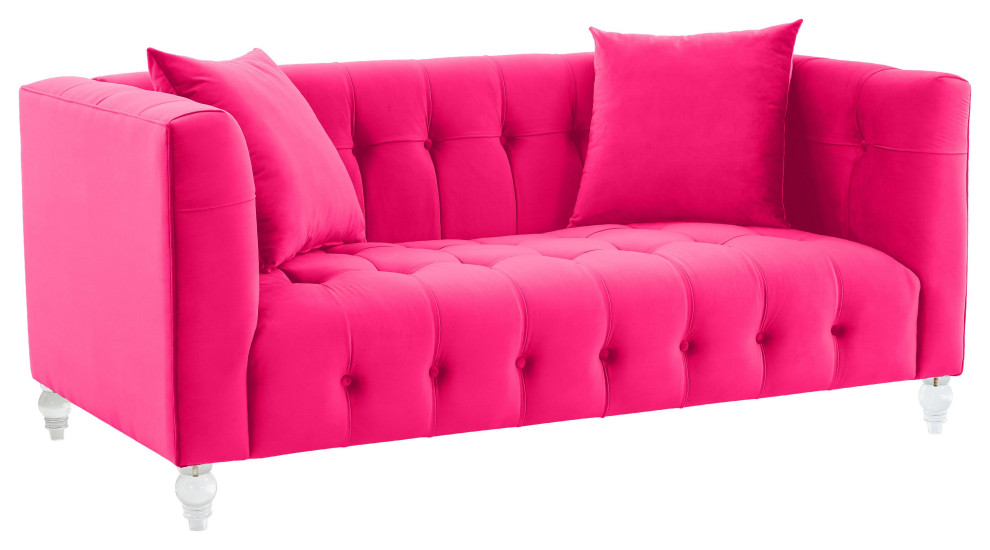 Bea Hot Pink Velvet Loveseat Eclectic Loveseats by Homesquare Houzz