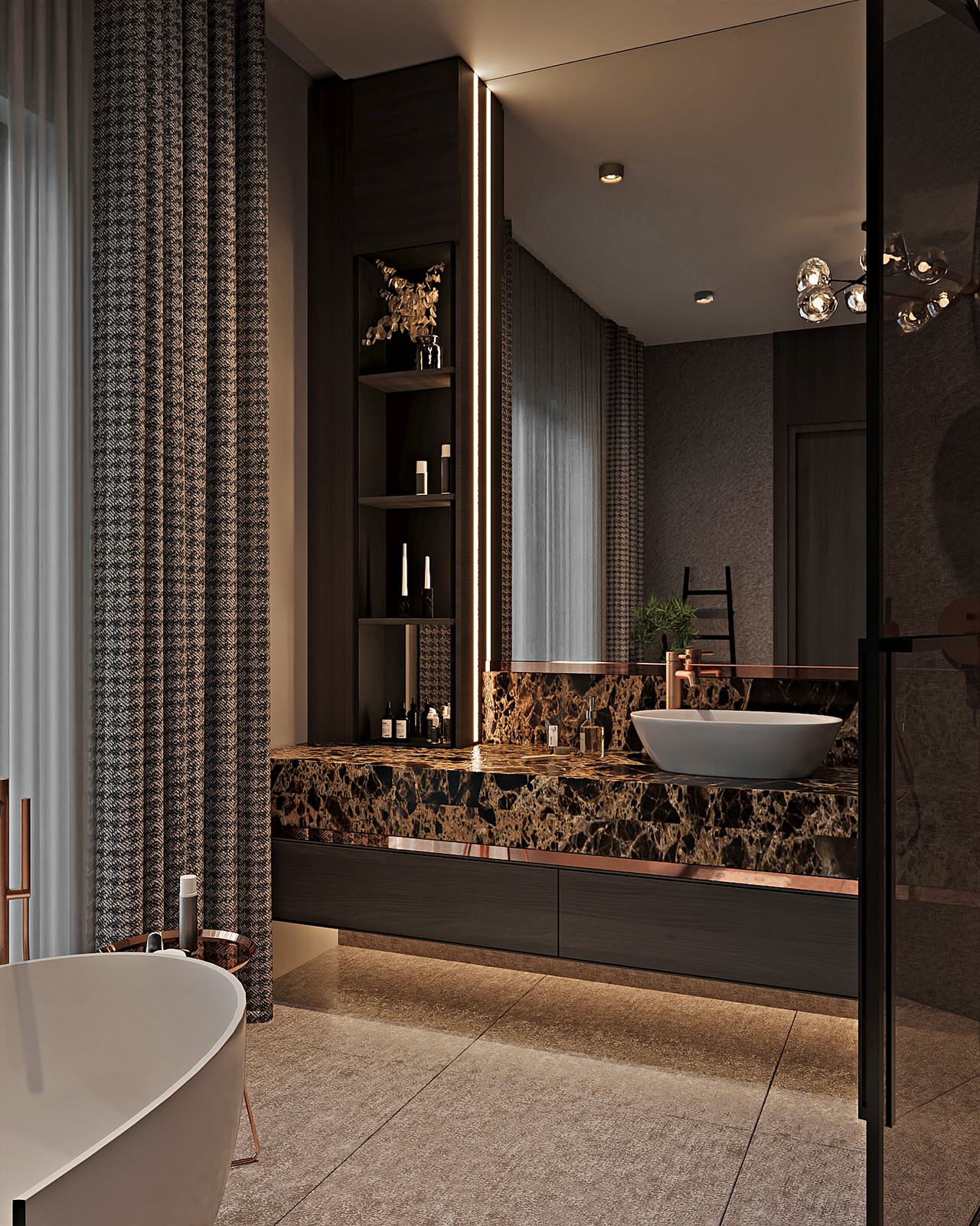 Ванная комната "Медные акценты"