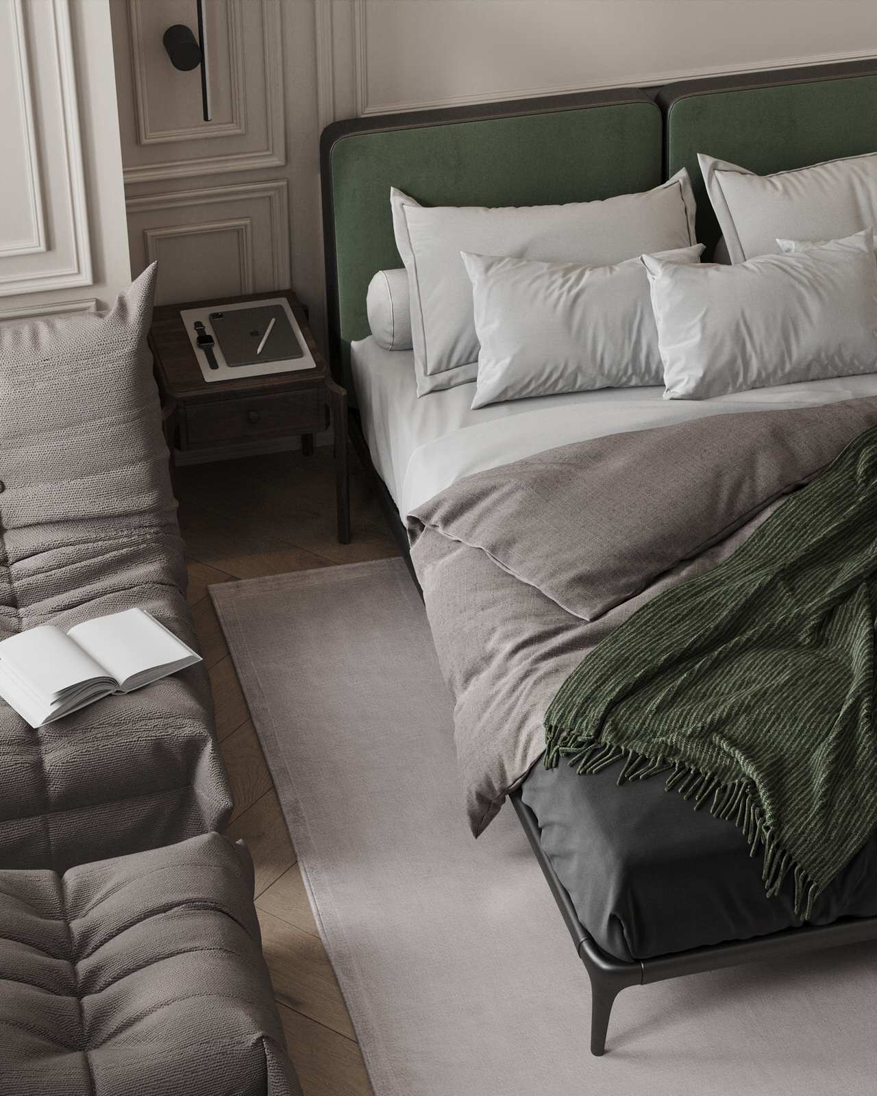 Спальня в зеленых тонах