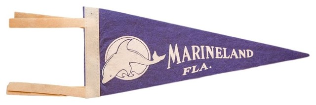 Consigned, Vintage Marineland Florida Felt Flag Pennant, 5"x12"