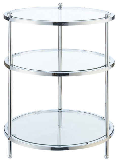 Convenience Concepts Royal Crest 3-Tier Round End Table, Chrome - Contemporary - Side Tables And End Tables - by Homesquare