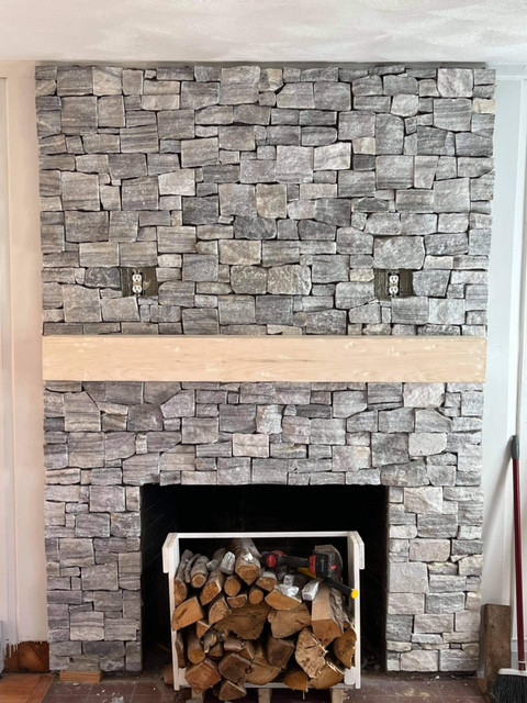 custom mantels, floating shelves and faux beams