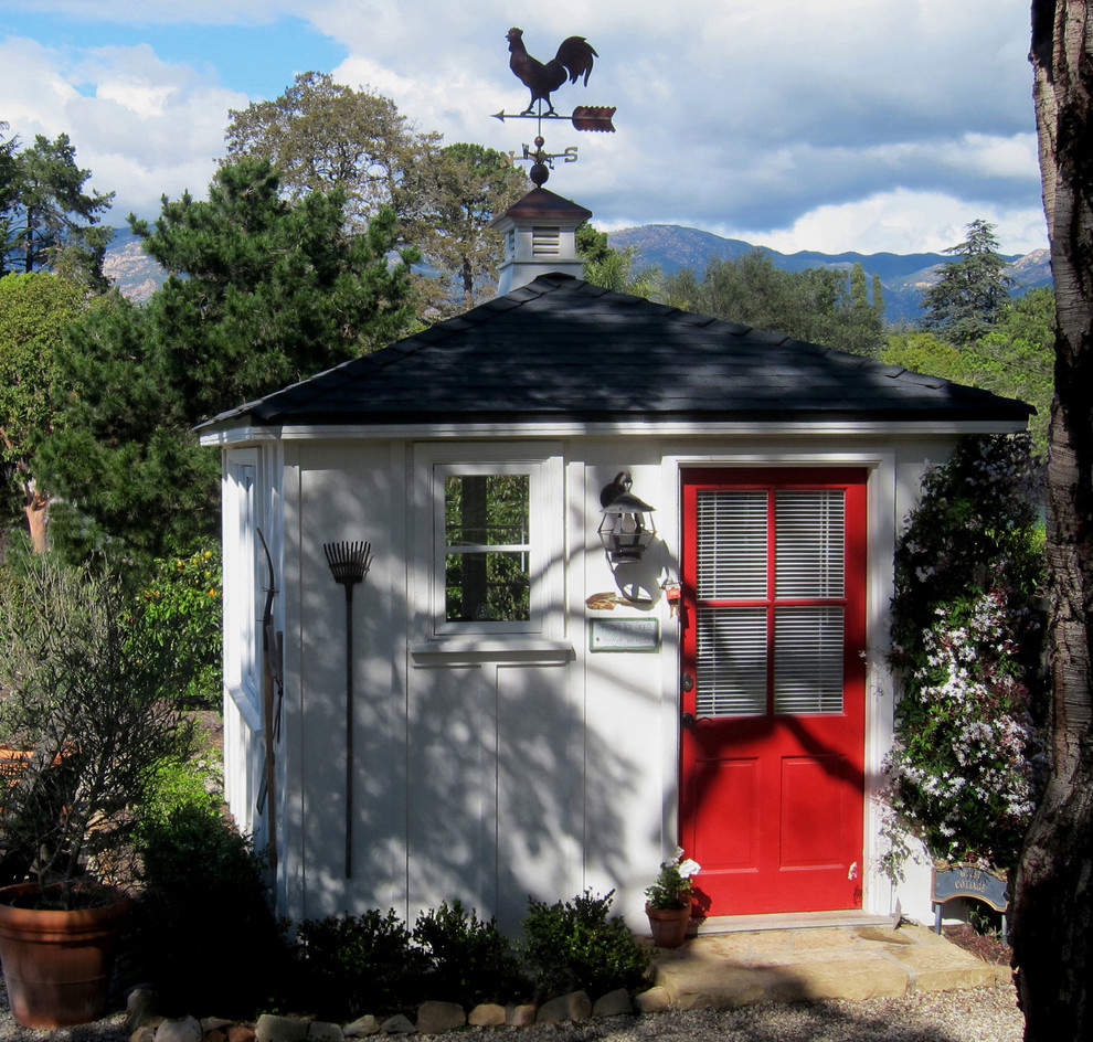 This is an example of a small country detached garden shed in Santa Barbara.