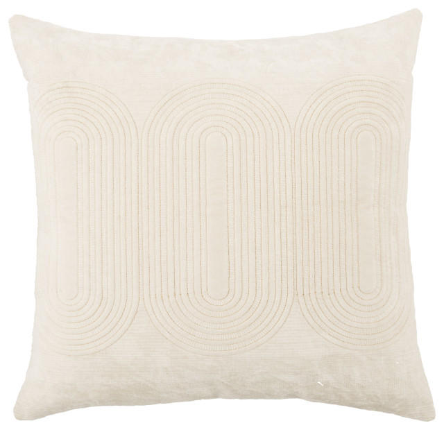 Nikki Chu by Jaipur Living Joyce Geometric Pillow 22", Ivory/Gold, Polyester Fil