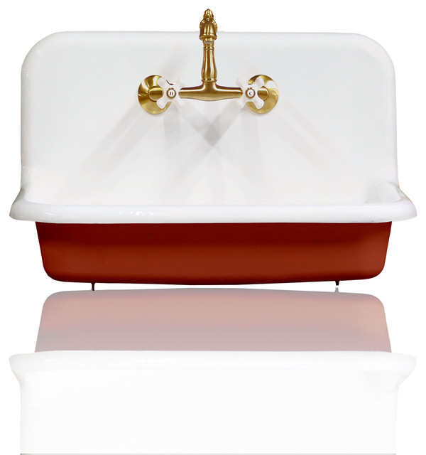 New 30 High Back Farm Sink Cast Iron Original Porcelain Wall Mount Red - Red Kitchen Sink Cast Iron New 30 High Back Farm Sink Cast Iron Original Porcelain Wall Mount Red - Red Kitchen Sink Cast Iron
