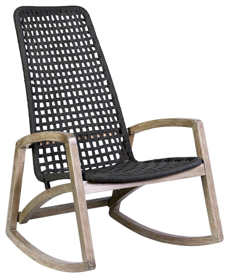 Sequoia Outdoor Patio Rocking Chair in Natural Wood Wood and Charoal ...
