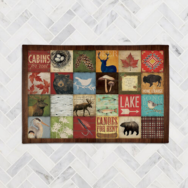 Nature's Lodge Collage 5'x7' Accent Rug, 2X3 Rustic Area Rugs by