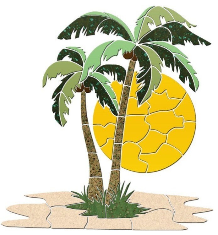 Palm Tree 2 Ceramic Swimming Pool Mosaic 72"x68"