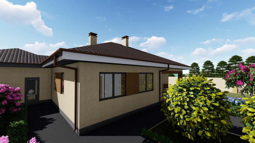 Одноэтажный дом с беседкой