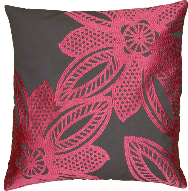 Floral Touch Pillow, Hot Pink, 18"x18"