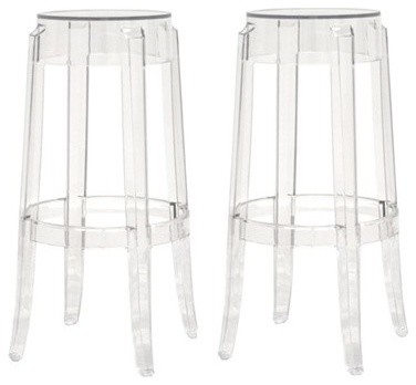 ACRYLIC COUNTER STOOL CLEAR TRANSPARENT ROUND GHOST 26.5" HGT MODERN 