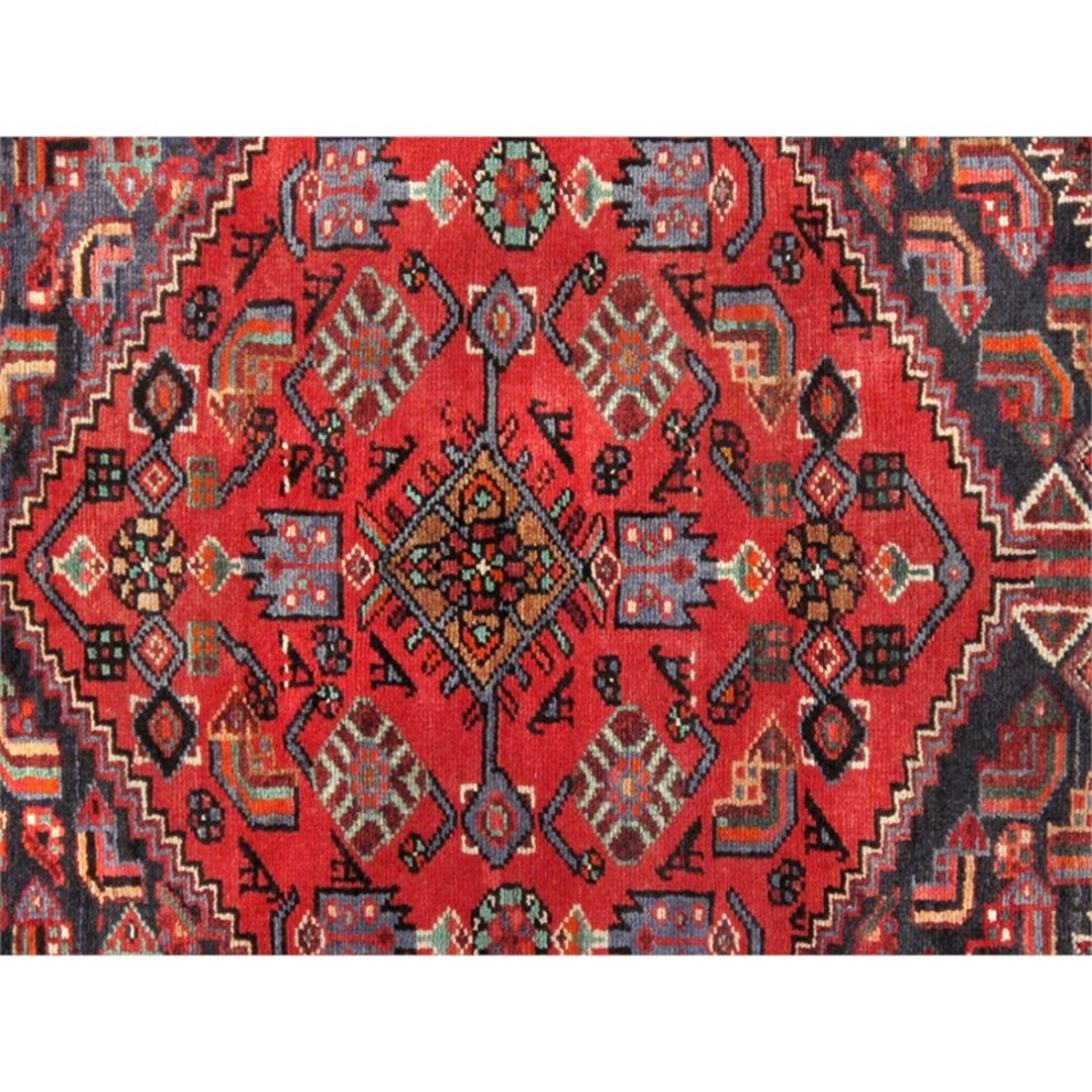 Pasargad Home Vintage Azerbaijan Red Lamb's Wool Area Rug  4' 2" X 6' 7"