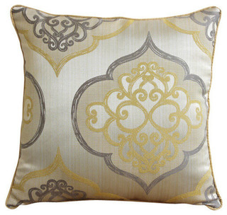 Yellow Damask Jacquard Cushion Covers PILLOW COVER 60X60 DAMASK STRIPES BLUE