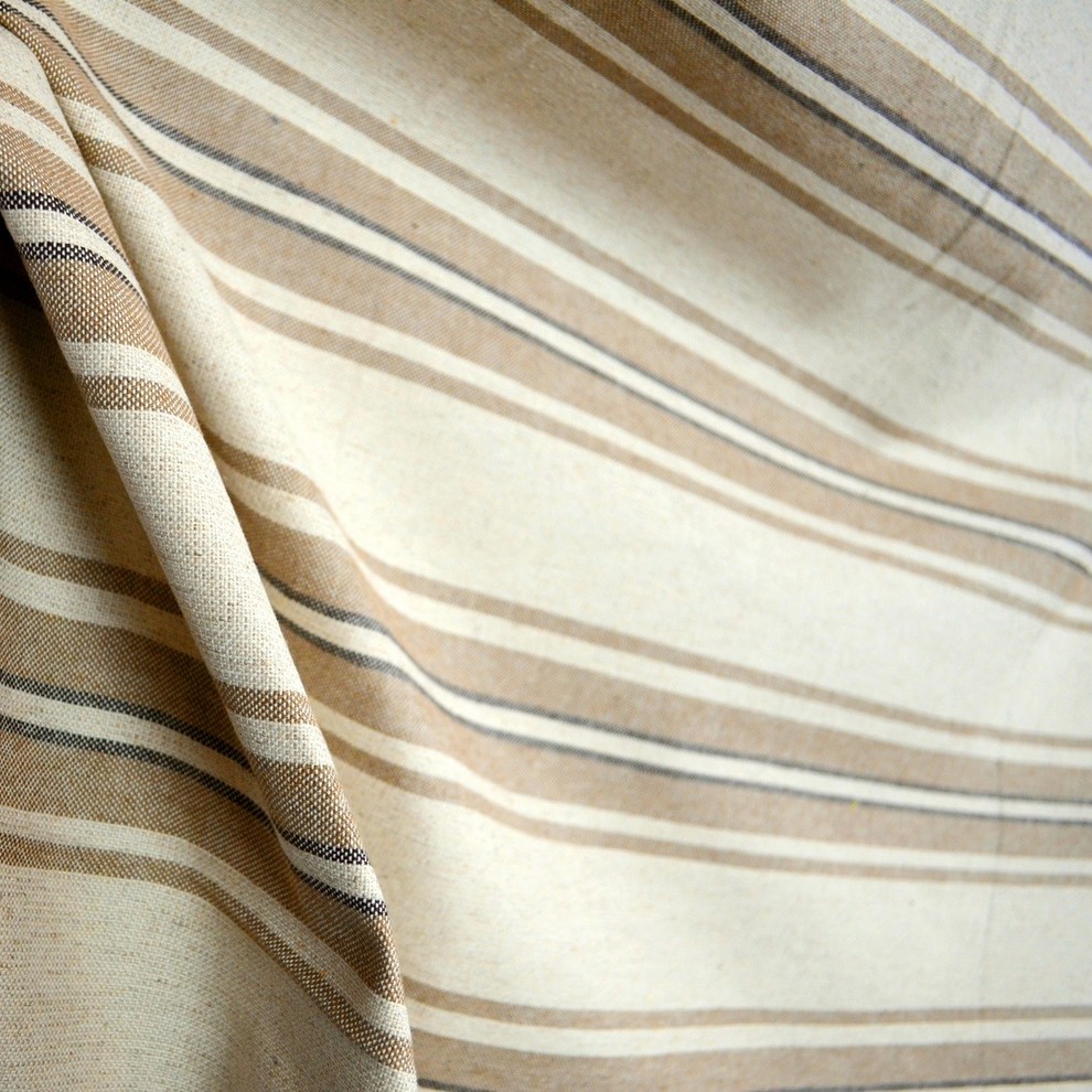 Varsity Taupe Light and Dark Brown Horizontal Stripe Fabric, Sample
