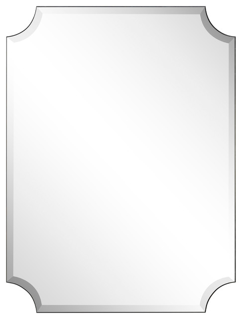 Frameless Rectangle Scalloped Beveled Wall Mirror 1 Edge 40 X30