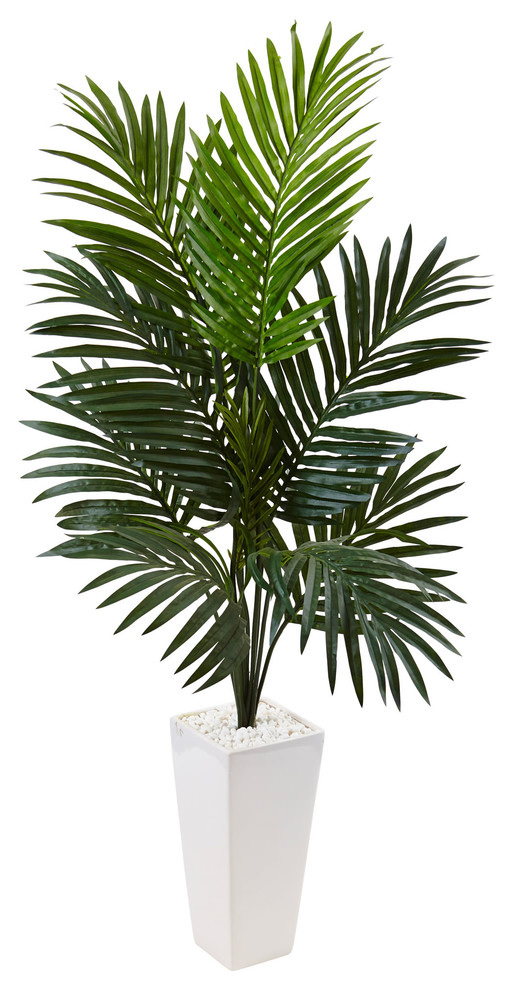 4.5' Kentia Palm Artificial Tree, White Tower Planter