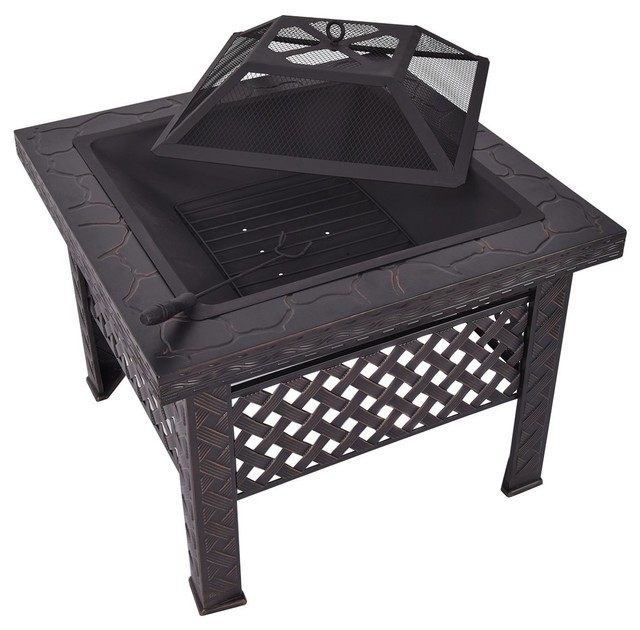 26 Outdoor Metal Firepit Backyard Garden Square Stove 26 Outdoor Metal Firepit Backyard Garden Square Stove Transitional Fire Pits By La Lander