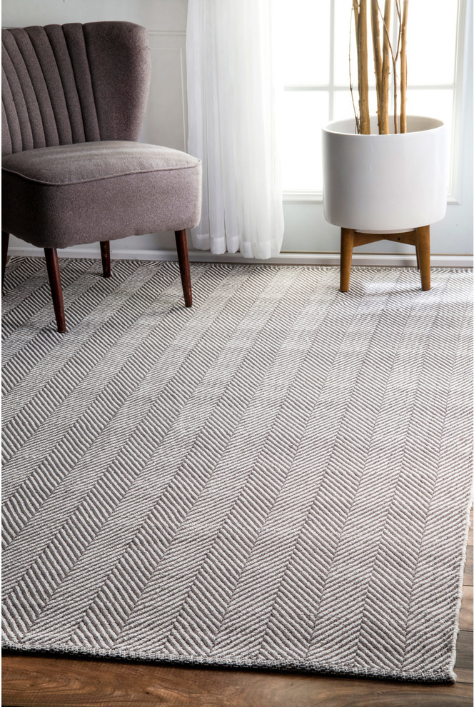 HandLoomed Chalet Herringbone Cotton Flatwoven Rug Contemporary