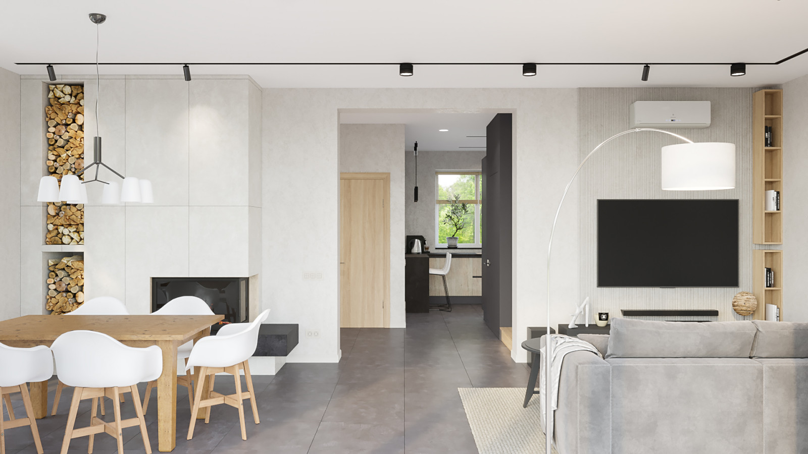 Барнхауз с мансардными окнами в серых оттенках