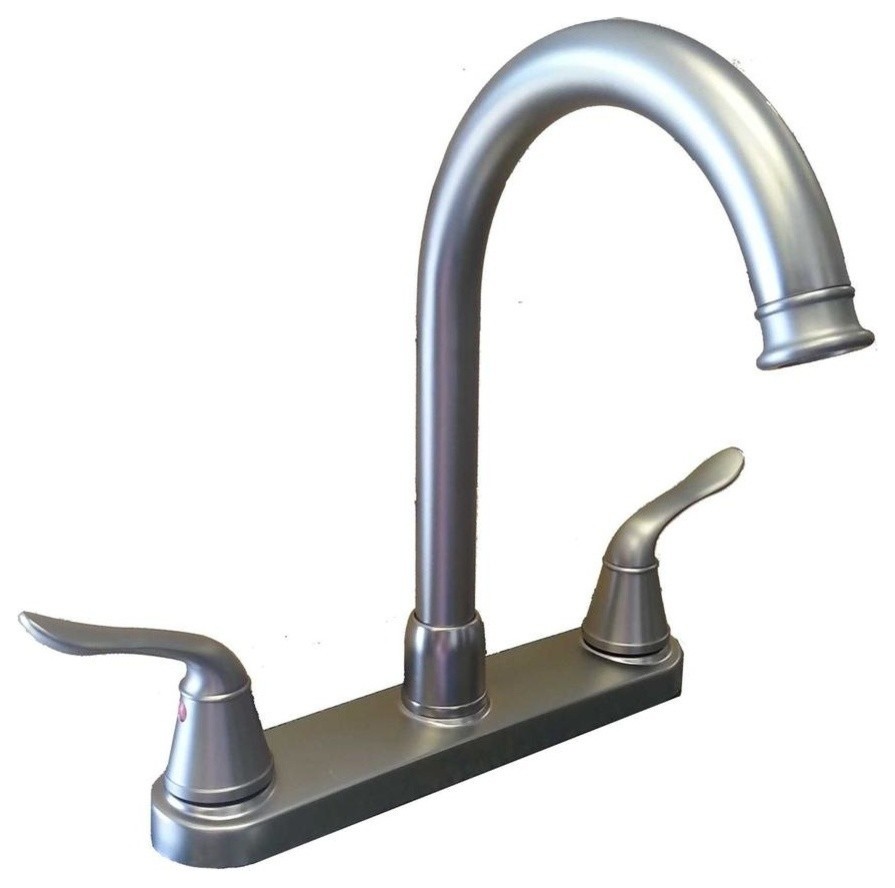 Banner 8" Centerset Kitchen Faucet With Side Spray, Chrome Transitional Kitchen Faucets by