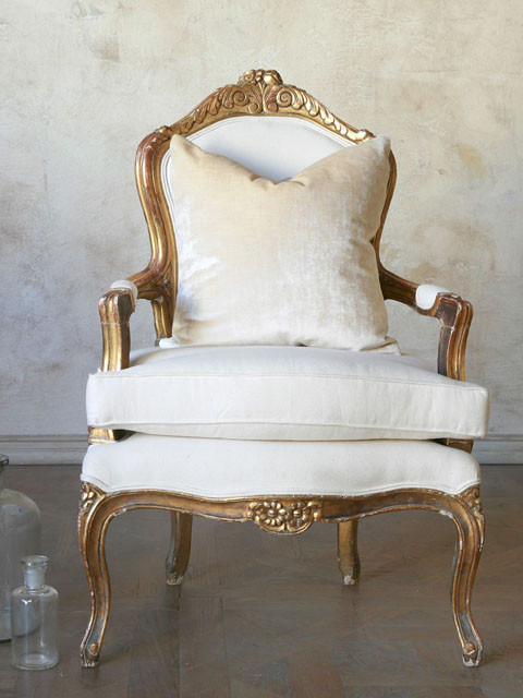 Antique Single Louis XVI French Style Gold Gilt Armchairs