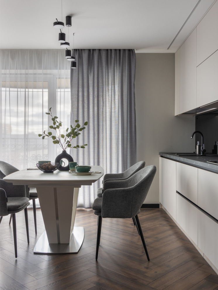 Минималистичная кухня-гостиная