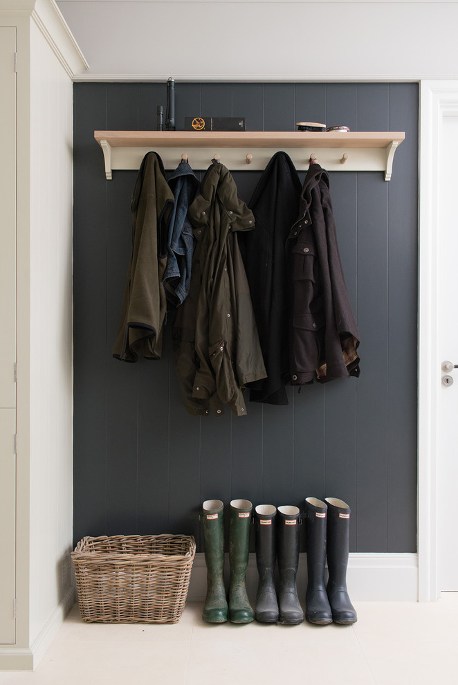 Design ideas for a large contemporary mudroom in Gloucestershire with grey walls.