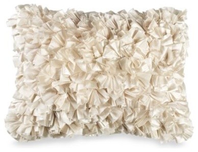 Extreme Ruffles 15-Inch x 20-Inch Decorative Toss Pillow in Ivory