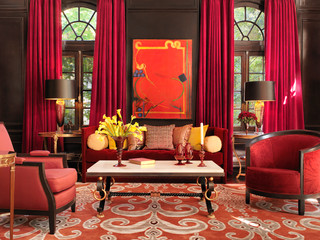 赤カーテン ゴージャス インテリア 赤カーテン ゴージャス インテリア おしゃれなリビング (赤いカーテン