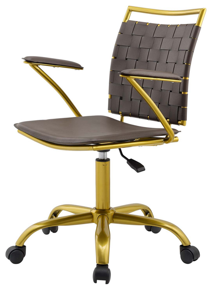 Computer Work Desk Chair, Faux Leather, Black, Modern, Home Business