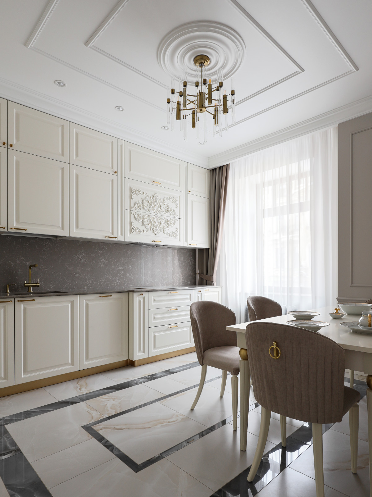 Реализованный дизайн-проект квартиры 90 кв.м.в стиле неоклассика