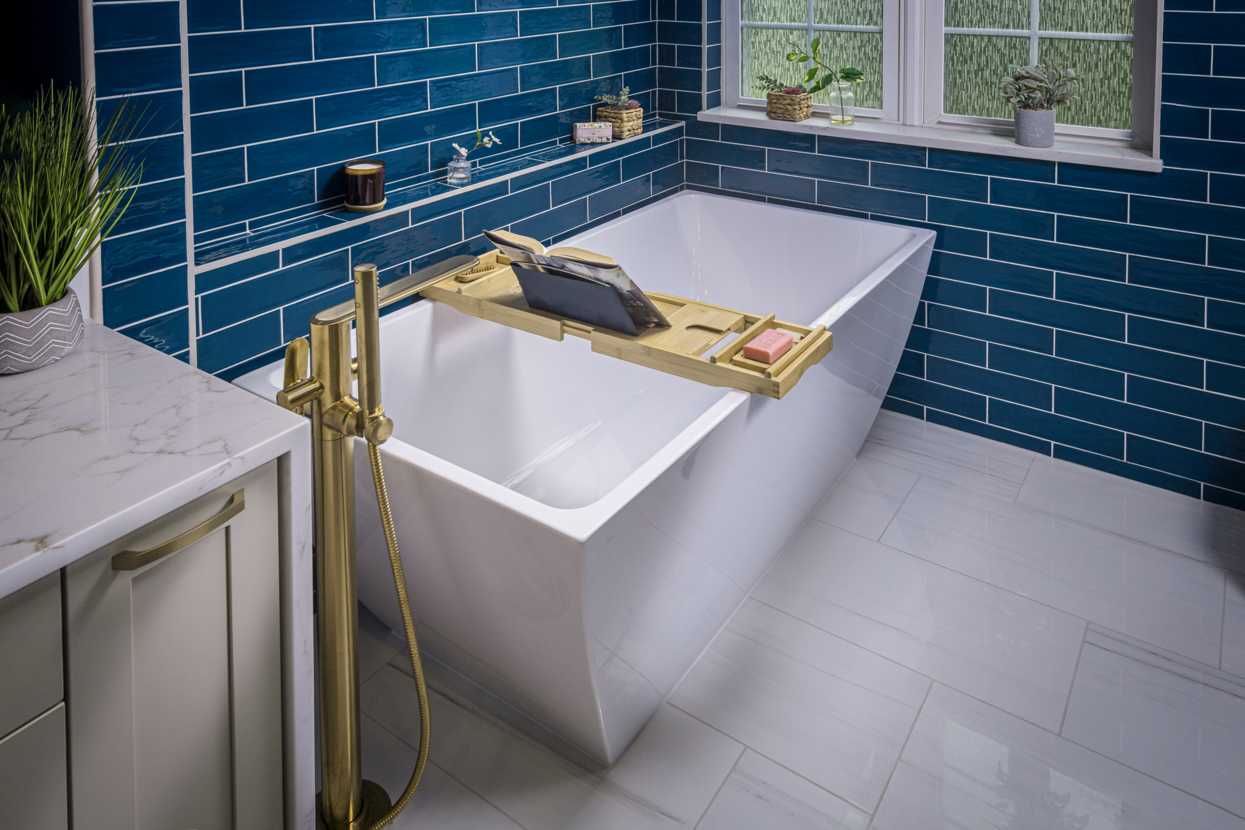 Beyond Beige - A Bold Blue Master Bath Transformation in Harrisburg, PA