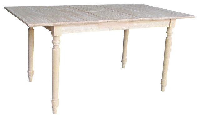 32-inch Wide Unfinished Turned Style Parawood Dining Table with Butterfly Extens