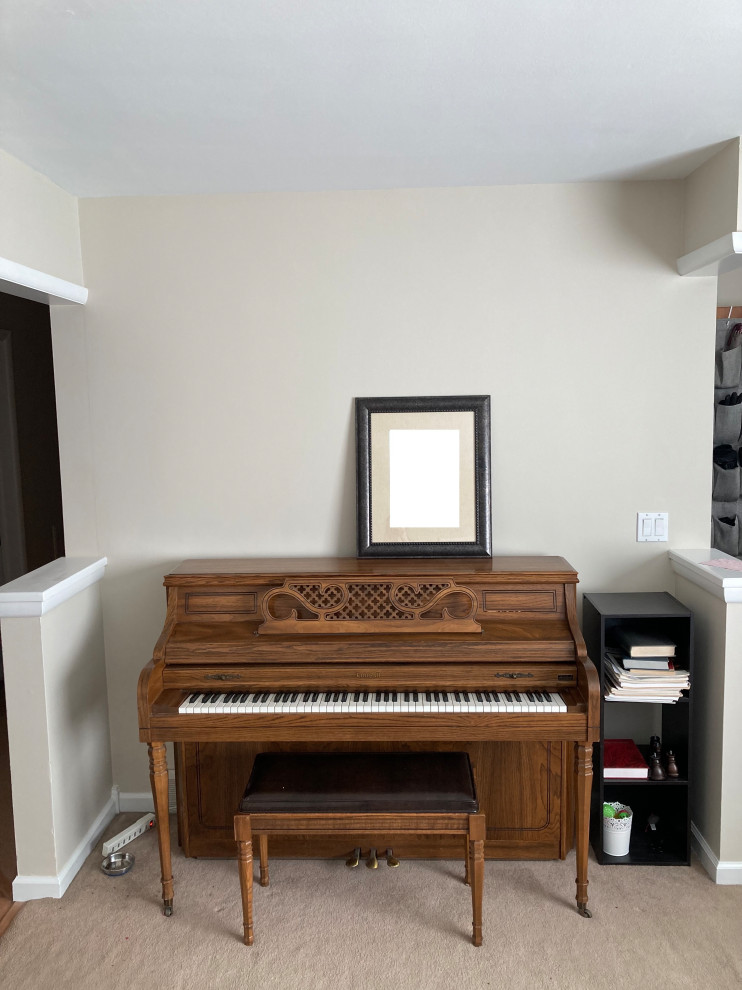 Upright piano deals angled in corner