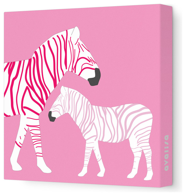 Animal - Zebra Stretched Wall Art, 18" x 18", Pink