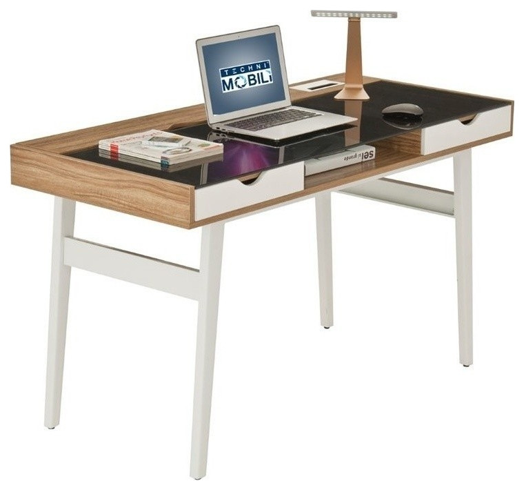 Techni Mobili Compact Computer Desk With Multiple Storage Color Techni Mobili Compact Computer Desk