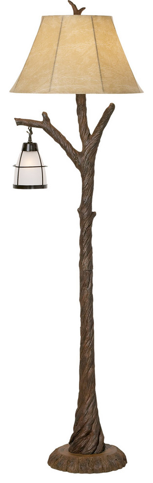 Mountain Wind 2 Light Floor Lamp, Aged Oak