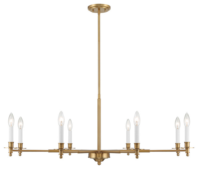 Jasmine 8-Light Chandelier, Matte Black, Warm Brass