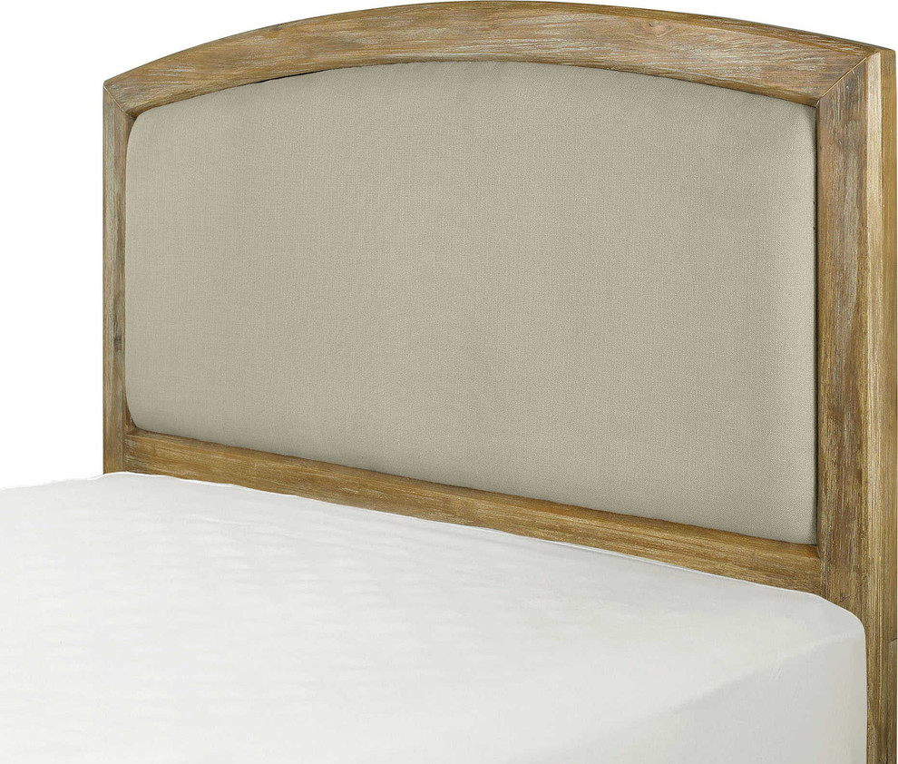Cambria King/Cal King Headboard, Creme, Weathered Pine and Creme Linen