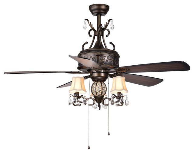 Firtha 5 Blade Antique Style 3 Light 52, Vintage Style Ceiling Fan With Light