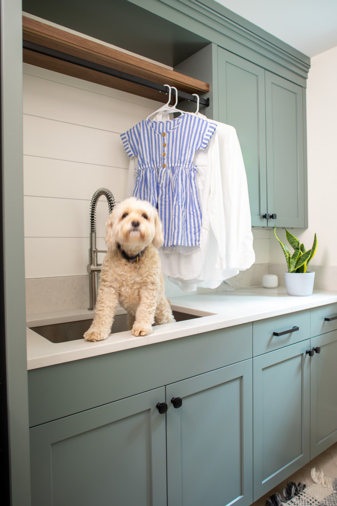 Example of a transitional laundry room design in Portland Maine