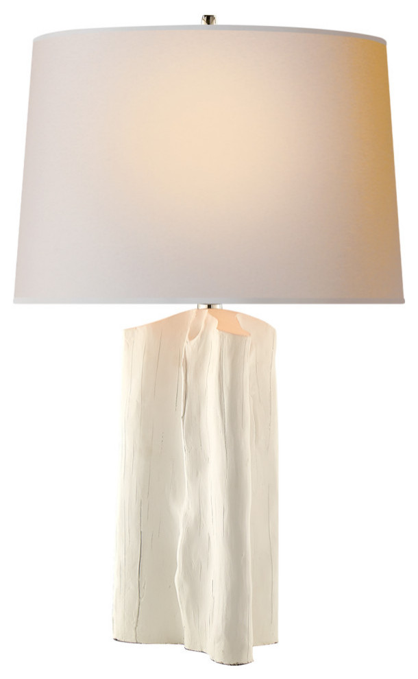 Sierra Buffet Lamp, 1-Light, Plaster White, Natural Paper Oval Shade, 27.75"H