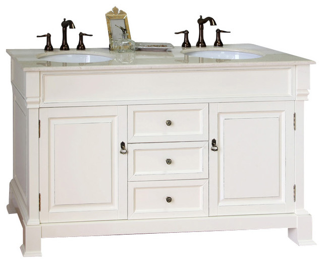 60 Inch Double Sink Vanity-Wood-Cream White