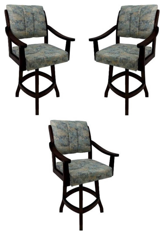 Home Square 26" Wood Counter Stool in Poet Sky Blue & Black Set of 2