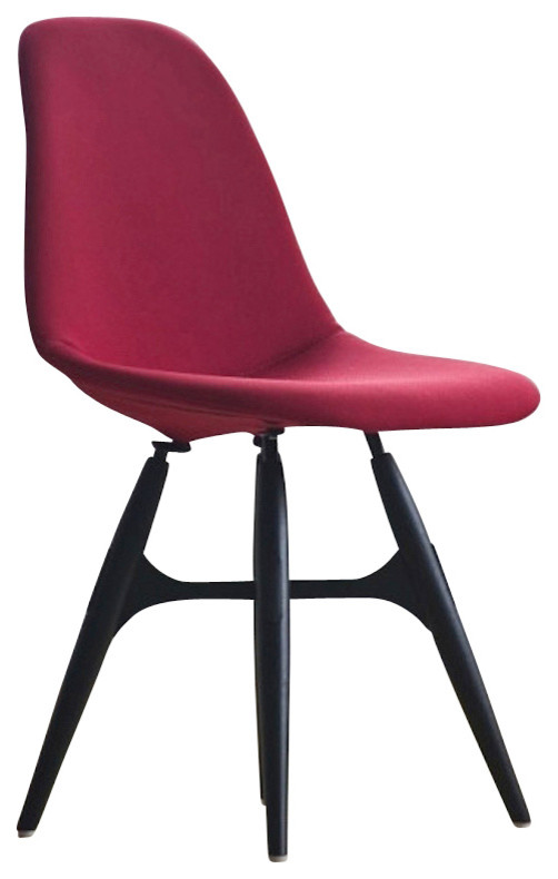 ZigZag Pop Chair, Gabriel Fabric Red, Black Metal Cross, Stained Black Wood Legs