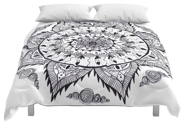 Society6 Black White Mandala Comforter Contemporary